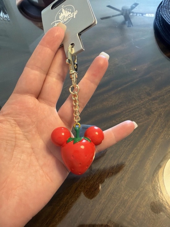 Disney Accessories - Disney Red Strawberry Mickey Keychain with Gold Tone Chain